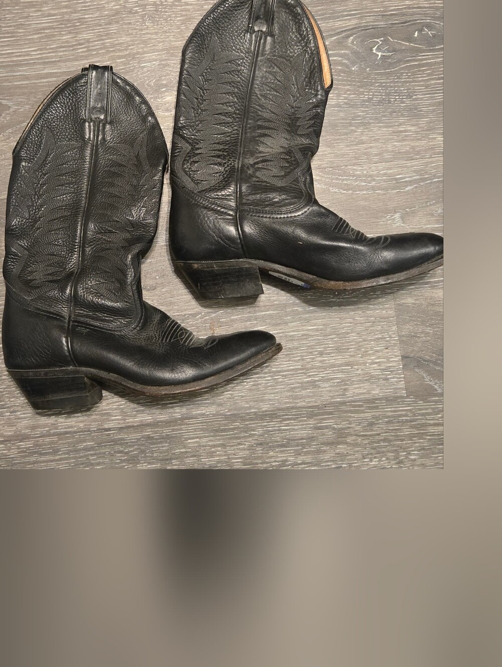 Boulet Black Leather Western Cowboy Boots | Women's 9 Wide (Men's 7.5E)